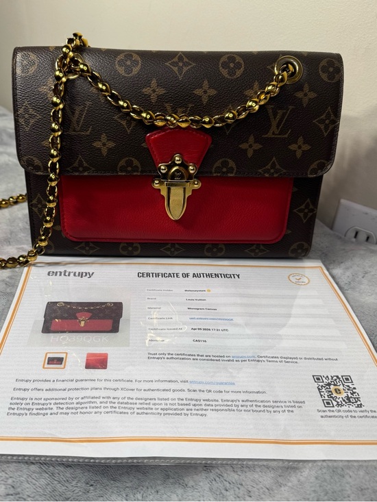 Louis Vuitton Handbags - Louis Vuitton Monogram Victoire Cerise Red Chain Shoulder Bag -  Entrupy COA